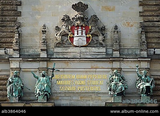 City coat of arms, City Hall, Hamburg, Germany, Europe.
