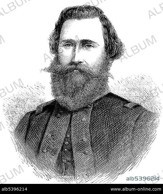 Historical drawing, US-American history, 19th century, portrait of James Ewell Brown Jeb Stuart, 1833 - 1864, general of the Confederate Army during the American Civil War.