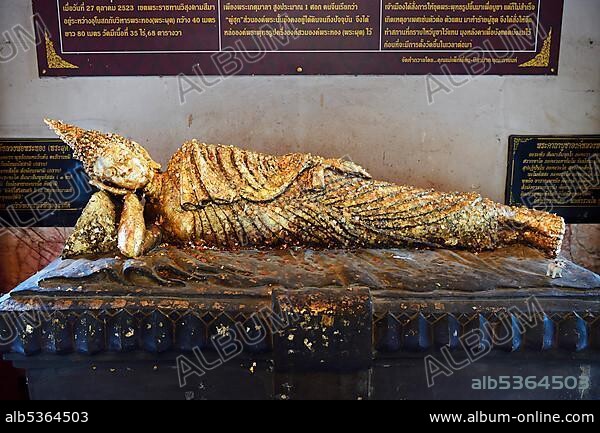 Buddha statue covered with gold leaf, Temple Wat Phra Thong, Phuket, Thailand, Asia.