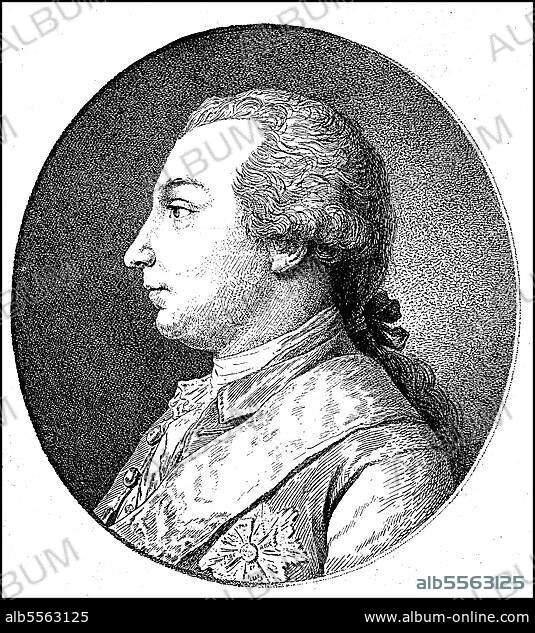 Ivan Ivanovich Shuvalov, Ivan Ivanovic Šuvalov, 12 November 1727, 26 November 1797, was a Russian count, favourite of Empress Elizabeth of Russia, promoter of the Enlightenment and founder of Moscow University and the St Petersburg Academy of Arts, Historical, digitally restored reproduction of a 19th century original, original date unknown.