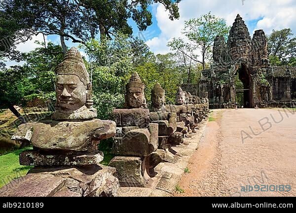 Statues at Angkor Thom Temple. Bayon. Siem Reap. Cambodia.