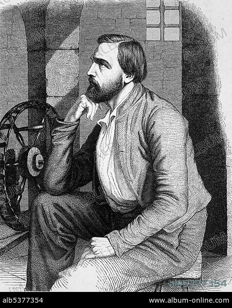 Johann Gottfried Kinkel (1815 - 1882), theologican, poet, politican, steel engraving, before 1880.