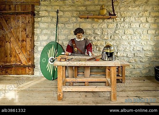 Guardroom in the Roman fort Pfünz, Castra Vetoniana or Vetonianae, Raetian Limes, Walting, Eichstätt, Upper Bavaria, Bavaria, Germany, Europe.