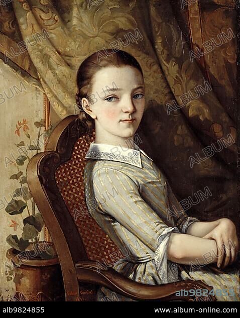 Juliette Courbet (14 December 1831-13 March 1915) was the youngest sister and executrix of the estate of the artist Gustave Courbet; Painting by Jean Desire Gustave Courbet (10 June 1819-31 December 1877); Historic; digitally restored reproduction from a 19th century original.