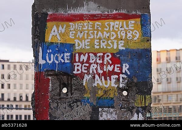 A piece of the old Berlin Wall, Potsdamer Platz, Berlin, Germany, Europe.