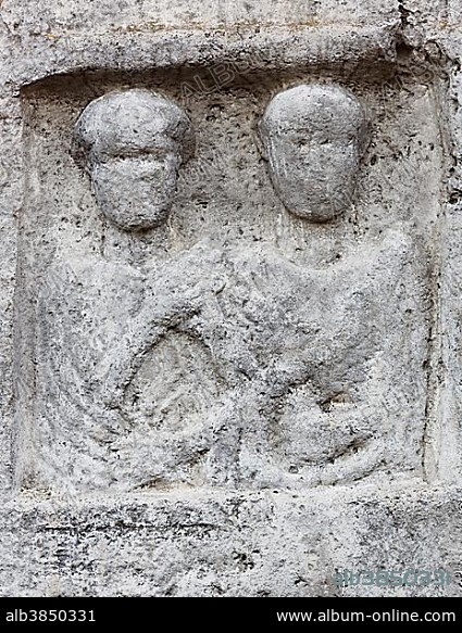 Attila Stone, Roman portrait stela of Marcus Attilus Amoenus, Sankt Georgen am Leithagebirge, Eisenstadt, Northern Burgenland, Burgenland, Austria, Europe.