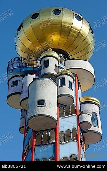 Kuchlbauer tower by architect Friedensreich Hundertwasser, Weißbierbrauerei Kuchlbauer, Abensberg, Lower Bavaria, Bavaria, Germany, Europe.