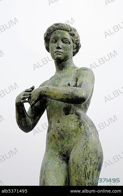 Sculpture of a woman to commemorate Gaspar de Portola, governor of California, Montjuic, Barcelona, Catalonia, Spain, Europe.