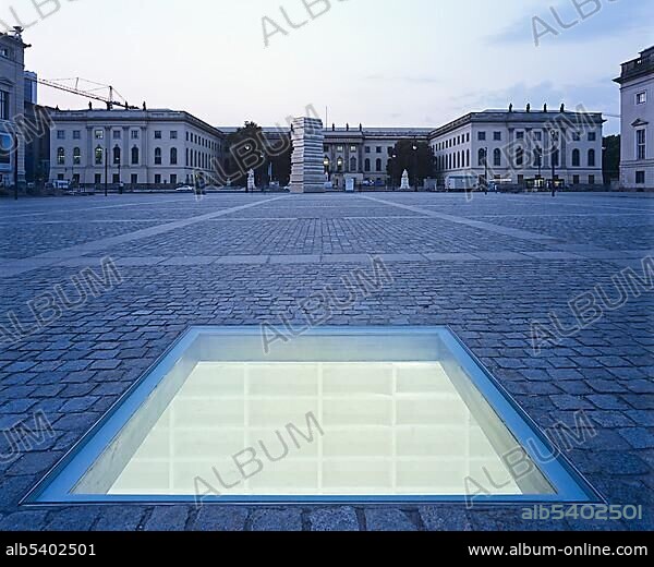 "Versunkene Bibliothek", Sunken Library, by Micha Ullman, Monument for the burning of books in 1933 on Bebelplatz square, Berlin, Germany, Europe.