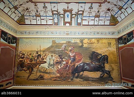 The Triumph of Achilles painting in the Achilleion palace, old town of Corfu, Ionian Islands, Greece, Europe.