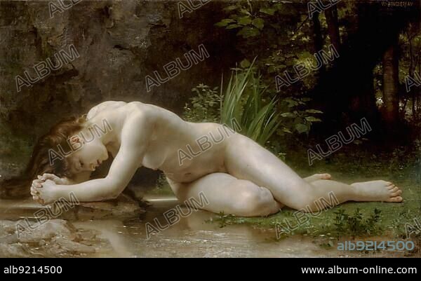 Biblis, Nude painting by William Adolphe Bouguereau (1825-1905), Byblis is a figure from Greek mythology, daughter of Miletos, Historic, digitally restored reproduction of an original painting from the period, exact original date not known.