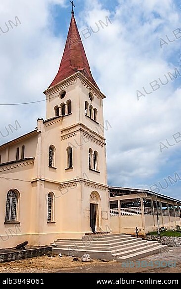 Historic Church of the Catholic Pallottines mission from the German colonial era, Kribi, South Region, Cameroon, Africa.