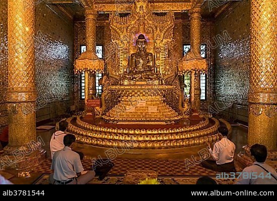 Buddha statue in the Botataung Pagoda, Rangoon, Myanmar, Asia.