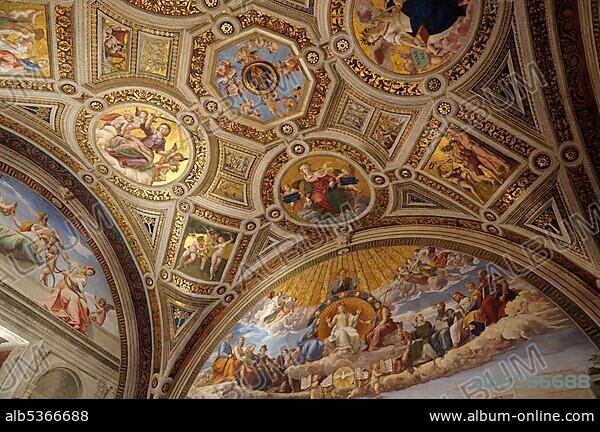 Ceiling design, Vatican Museums, Rome, Italy, Europe.