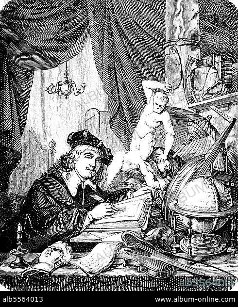 Gerard Dou, Gerard Douw, Gerrit Dou, 7. April 1613, 9. Februar 1675, war ein niederländischer Maler des Barocks, Historisch, digital restaurierte Reproduktion einer Originalvorlage aus dem 19. Jahrhundert.