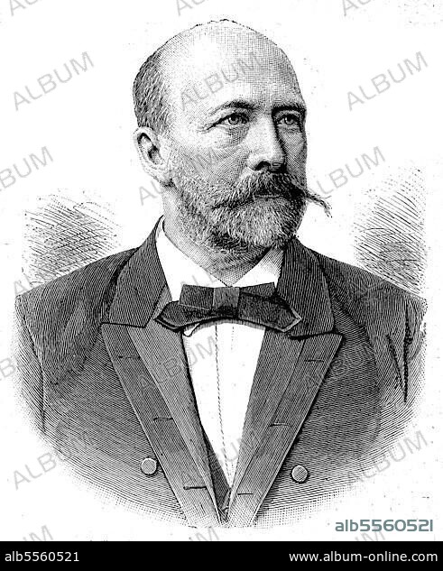 Julius Robert Bosse, geboren am 12. Juli 1832 in Quedlinburg, starb am 31. Juli 1901 in Berlin, war ein deutscher Politiker, letzter preußischer Kulturminister, Historisch, digitale Reproduktion einer Originalvorlage aus dem 19. Jahrhundert.