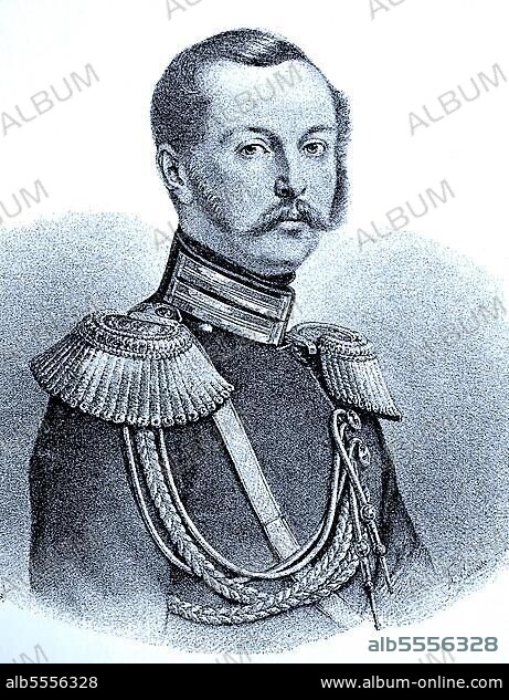 Alexander II. Nikolajewitsch, 29. April 1818, 13. März 1881, war von 1855 bis 1881 Zar von Russland, digitale verbesserte Reproduktion eines Originaldrucks aus dem 19. Jahrhundert.