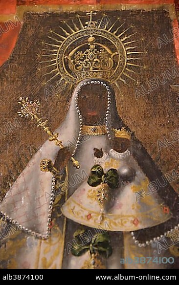 Oil painting of the Black Madonna in the church Iglesia de San Martín, Trujillo, Provinz Cáceres, Extremadura, Spain, Europe.