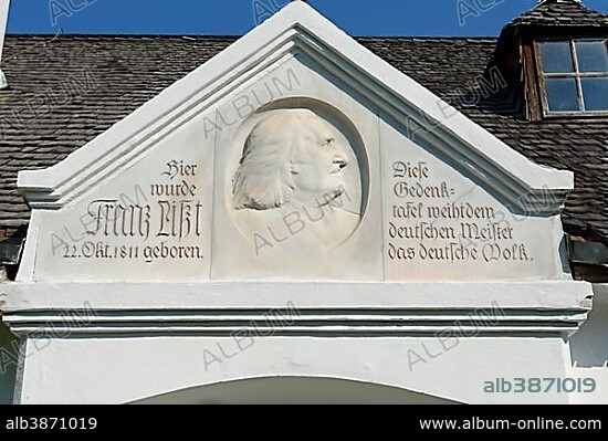 Gable, composer Franz Liszt's birthplace, Raiding, Oberpullendorf District, Burgenland, Austria, Europe.