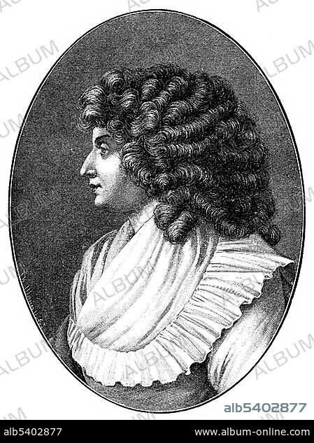 Historical print, portrait of Luise Dorothea Katharina Schiller or Franckh, 1766 - 1836, a sister of Friedrich von Schiller, from the Bildatlas zur Geschichte der Deutschen Nationalliteratur, Illustrated Atlas of the History of German National Literature by Gustav Koennecke, 1887.