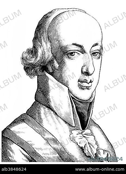 Historical drawing from the 19th century, portrait of Archduke Charles, Duke of Teschen, 1771 - 1847, House of Habsburg-Lorraine, an Austrian general and military writer.