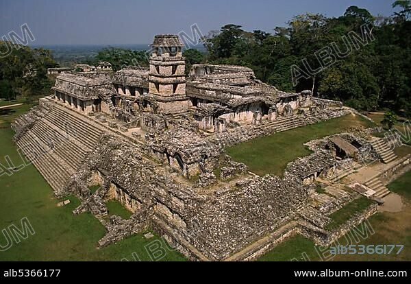 El palacio, Palenque, Chiapas, Mexico, North America, Central America.