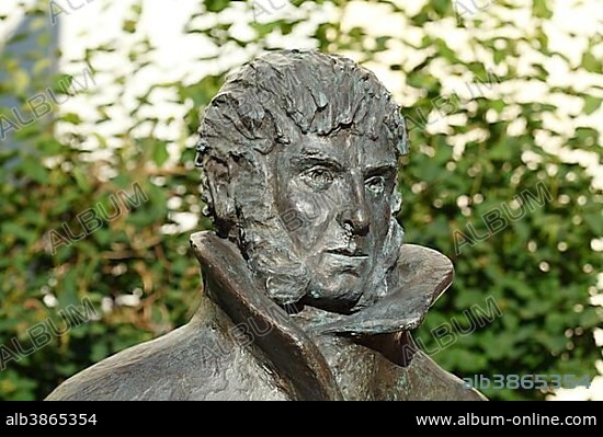 Bronze sculpture, painter Caspar David Friedrich, Greifswald, Mecklenburg-Western Pomerania, Germany, Europe.