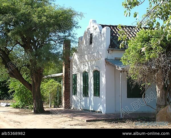 Old building from pioneers in russian style, Mennonite colony, Filadelfia, Fernheim, Gran Chaco, Paraguay, South America.