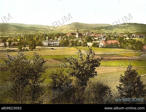 Warmbrunn im Riesengebirge; today Cieplice Slaskie-Zdroj; district of the Polish town of Jelenia Gora; Lower Silesia; Poland; c. 1890; Germany; Historical; digitally restored reproduction from a 19th century original; Europe.