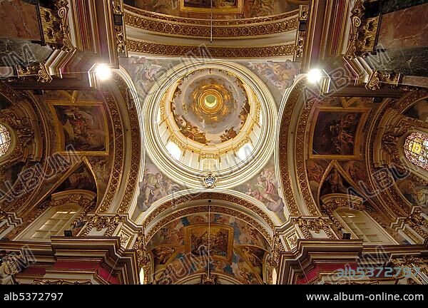 Cupola of the latin catholic cathedral St. Paul, St. Paulus cathedral , Mdina , Malta , Europe.
