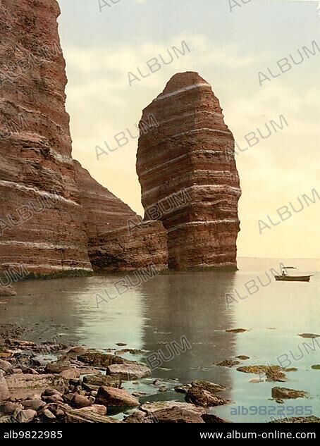 Monk and Prieter; Rock on Helgoland; Schleswig-Holstein; Germany; Historic; Photochrome print from the 1890s; Europe.