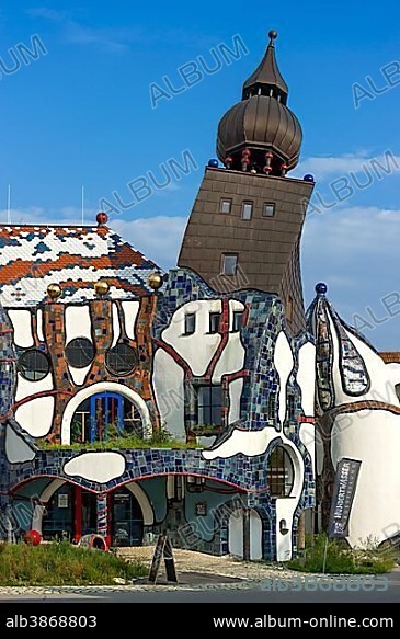 KunstHaus Abensberg by Peter Pelikan, exhibition hall Friedensreich Hundertwasser at the Kuchlbauer Brauerei brewery, Kuchlbauer's Bierwelt or World of Beer, Abensberg, Lower Bavaria, Bavaria, Germany, Europe.