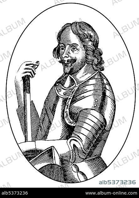 Historic drawing, portrait of Alexander Leslie, 1st Earl of Leven, 1580 - 1661, a Scottish soldier in the service of Sweden and leader of the army of the Covenanters in the Bishops' Wars.