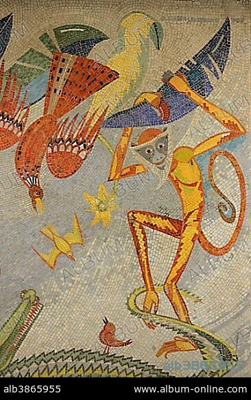Mosaic at the Berlin-Tierpark U-Bahn or underground station, Berlin, Germany, Europe.
