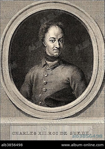 Charles XII., Carolus Rex, 1682-1718, King of Sweden and Duke of Bremen and Verden, historical illustration.