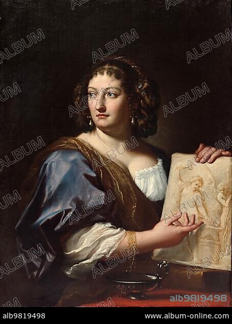 Francesca Gommi Maratti; In 1700 Carlo Maratti's woman died; enabling him to marry his long-time mistress Francesca Gommi; who had modelled for the artist since the 1670s and was the mother of his only child Faustina; Historic; digitally restored reproduction from a 19th century original.