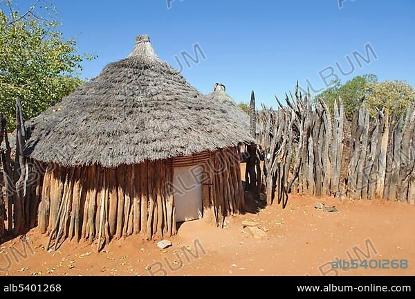 Building of the Ovambo people in an open air museum, Cultural Village, Tsumeb, Namibia, Africa.