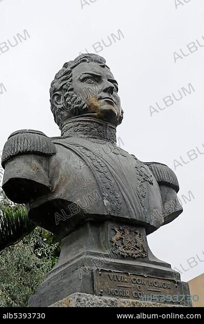 Monumental bust of Don Bernardo O'Higgins Riquelme, colonel, captain, La Serena, Norte Chico, Northern Chile, Chile, South America.
