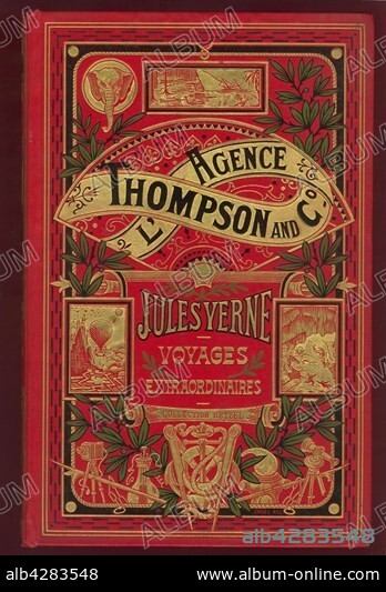 Book cover. Series Voyages Extraordinaires, Jules Verne. Collection Hetzel. Published posthumously in 1907.