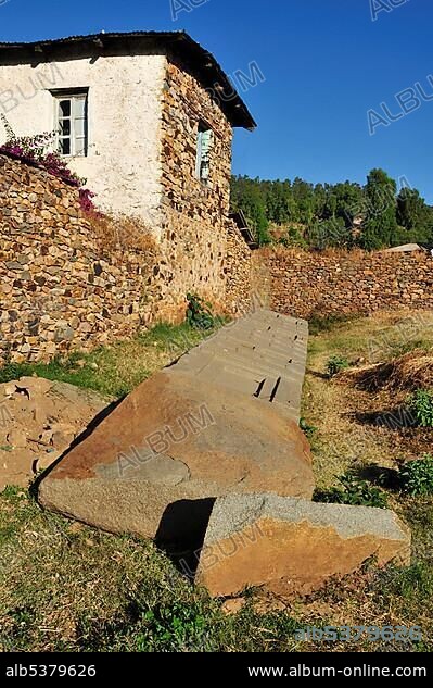 Fallen Axumite stele at Aksum, Axum, UNESCO World Heritage Site, Tigray, Ethiopia, Africa.