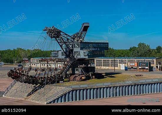 Mosquito bucket wheel excavator in the open-air museum Ferropolis, city of iron, Gräfenhainichen, Saxony Anhalt, Germany, Europe.
