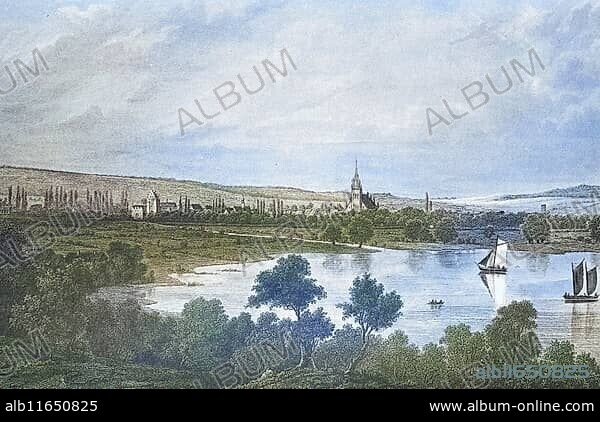 Historical view, 19th century, of the city of Neubrandenburg, Mecklenburg-Vorpommern, Germany, digitally restored reproduction from a 19th century original, Record date not stated, Europe.