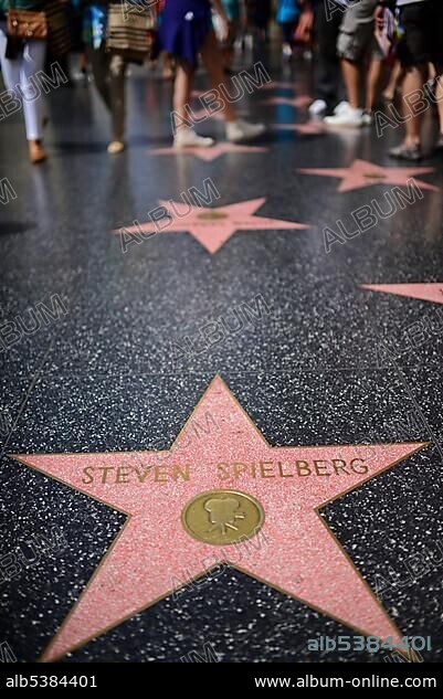 Steven Spielberg, star in Hollywood Walk of Fame, Los Angeles, California, USA, North America.