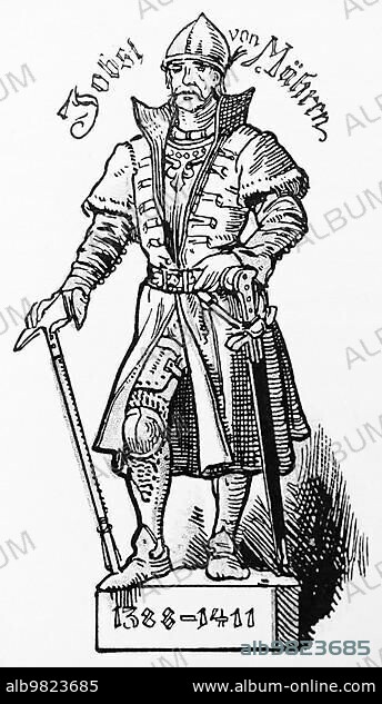 Jobst of Moravia; Governor of the Mark of Brandenburg; 14th century; History of the Hohenzollerns; historical illustration 1899.