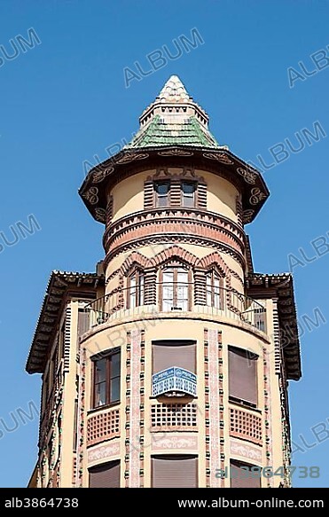 Art nouveau house on the corner of calle Sagasta and Herreria del Rey street, Malaga, Spain, Europe.