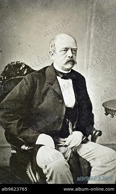 Otto Eduard Leopold von Bismarck-Schönhausen; from 1865 Count von Bismarck-Schönhausen; from 1871 Prince von Bismarck; from 1890 also Duke of Lauenburg (1 April 1815 to 30 July 1898); was a German politician and statesman; Historical; digitally restored reproduction from a 19th century original.