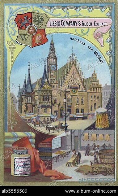 Serie Rathäuser, Rathaus von Breslau, Schlesien, Deutschland, Polen, digital verbesserte Reproduktion eines Sammelbildes von ca 1900.