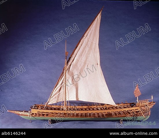MODELO DE GALERA VENECIANA TRIRREME DEL SIGLO XVI.