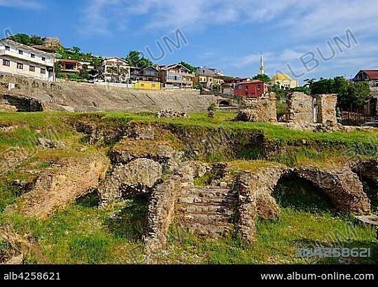 Roman Amphitheater, Durres, Durrës, Albania, Europe.