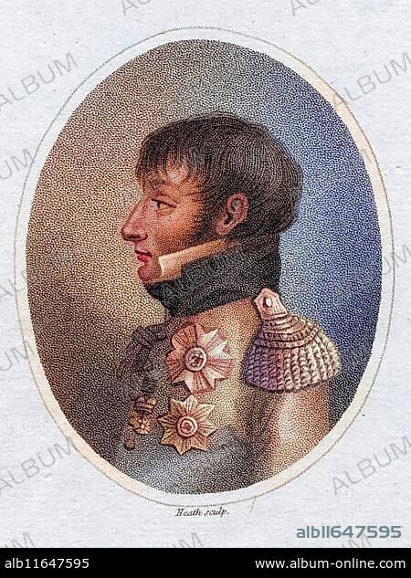 Louis Bonaparte, later King of the Netherlands, 1778-1846, Napoleon's younger brother. Print from the 19th century, engraved for The Lady's Magazine. By Heath, Historic, digitally restored reproduction from a 19th century original, Record date not stated.